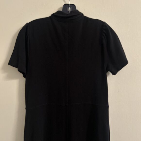 LOFT Womens Size 6 Black Short Sleeve Button Front Shift Dress Pockets - Picture 7 of 8